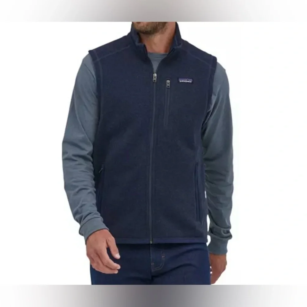 Patagonia Mens Blue Full-Zip Mock Neck Better Fleece Vest Size L Outdoor Hiking